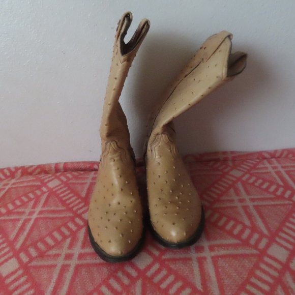 vintage Rogers Boots Western Cowboy Ostrich - Cream White - Size 10.0 - Picture 2 of 12